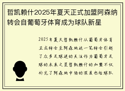 哲凯赖什2025年夏天正式加盟阿森纳转会自葡萄牙体育成为球队新星